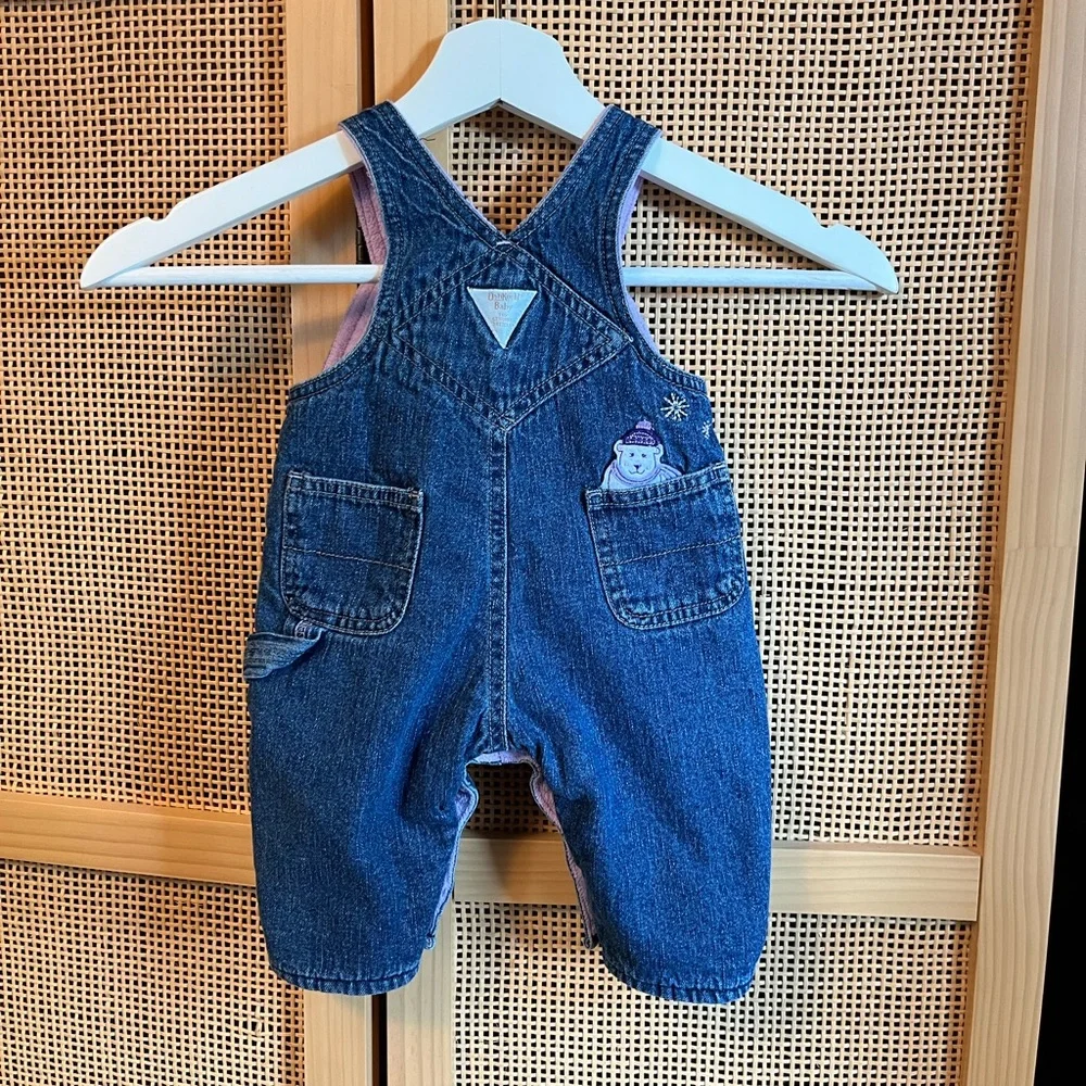 OshKosh Baby 0/3 Fleece Lined Vintage Overalls